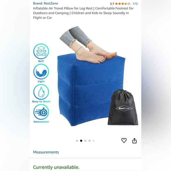 NEW NEVER USED RestZone Inflatable Airplane Travel Pillow for Kids or Legs - Picture 7 of 9